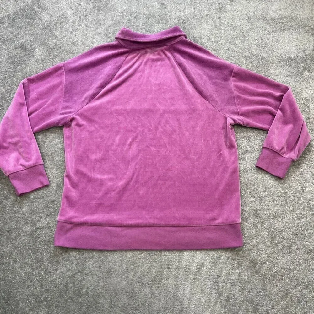 Wild Fable Velour 1/4 Zip Pullover Sweatshirt Purple Magenta Sz Medium Oversized - Picture 9 of 11